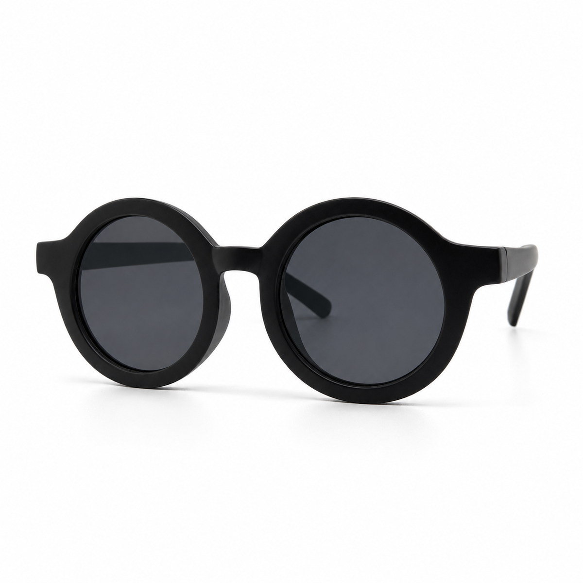 Black round sunglasses on a white background
