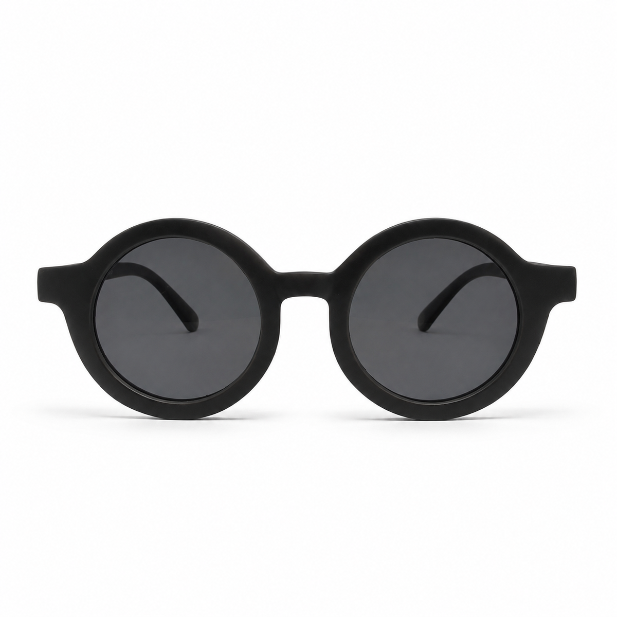Black round sunglasses on a white background