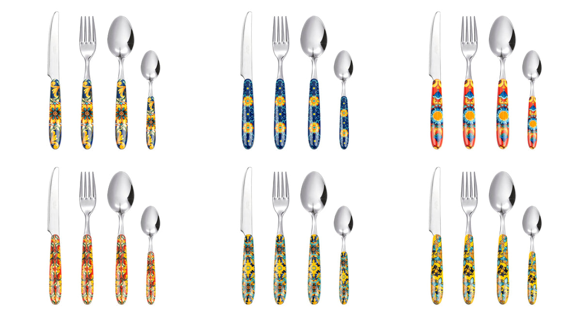 Trinacria 24-Piece Multi Décor Cutlery Set