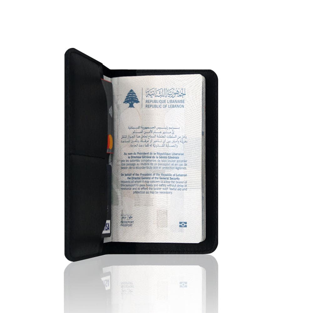 Real Leather Black Cedar Passport Cover