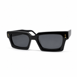 Black sunglasses with a white background