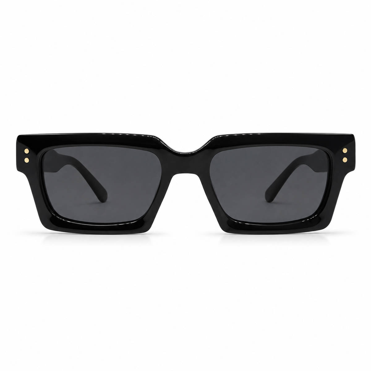 Black rectangular sunglasses on a white background