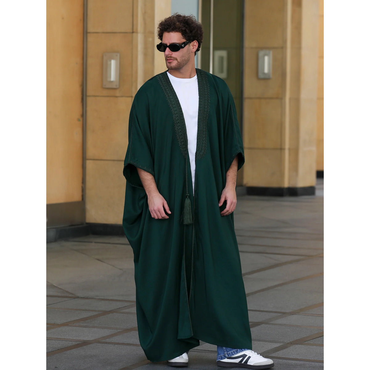 Green Tassel Cotton Abaya