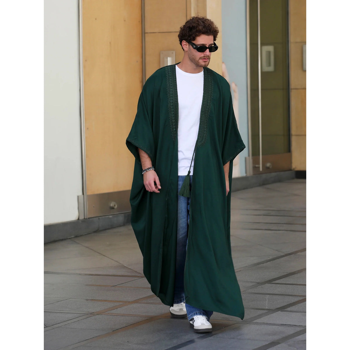 Green Tassel Cotton Abaya