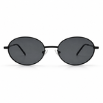 Round black sunglasses on a white background