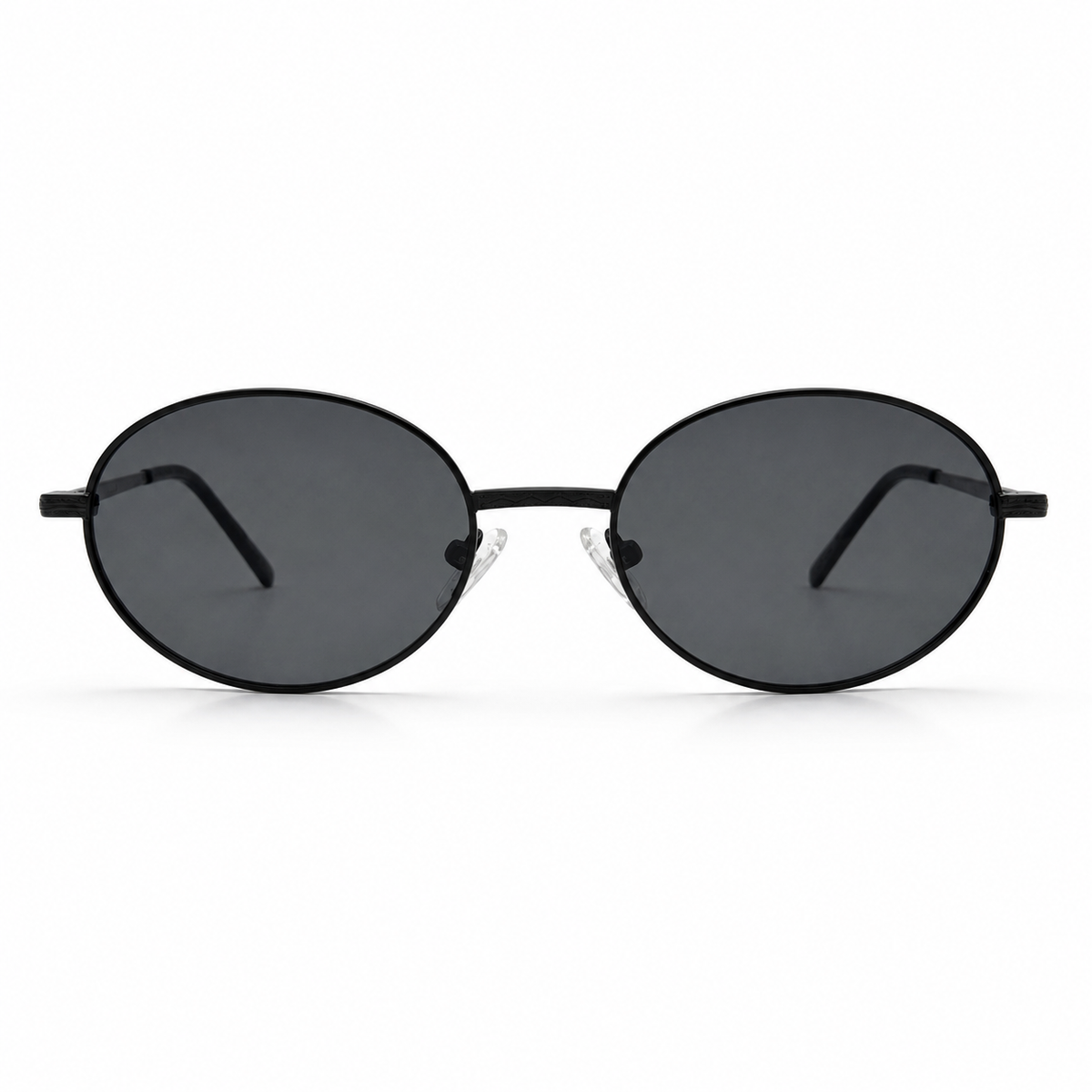 Round black sunglasses on a white background