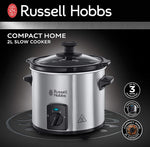 Russell Hobbs Compact Home 2 Litre Small Slow Cooker, 110 W
