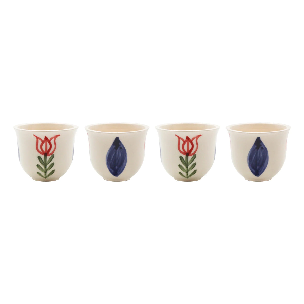 Blue Tulip Coffee Cups - Set Of 4
