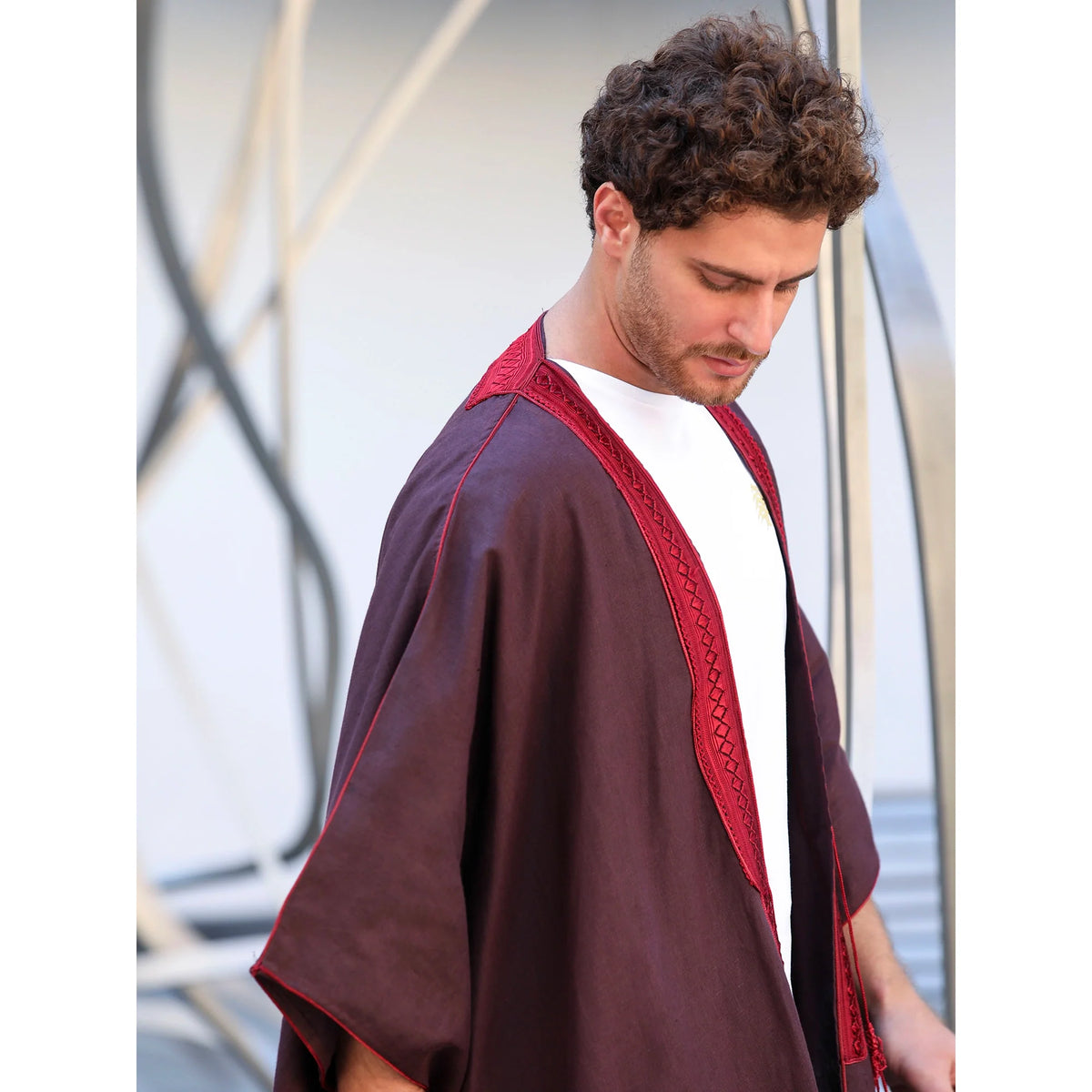 Burgundy Linen Abaya