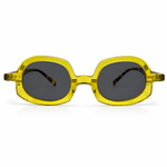 Yellow sunglasses with dark lenses on a white background