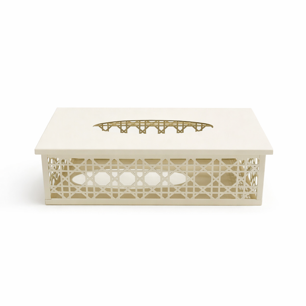 Metal Tissue Box Dispenser 24 x 12 cm Cream