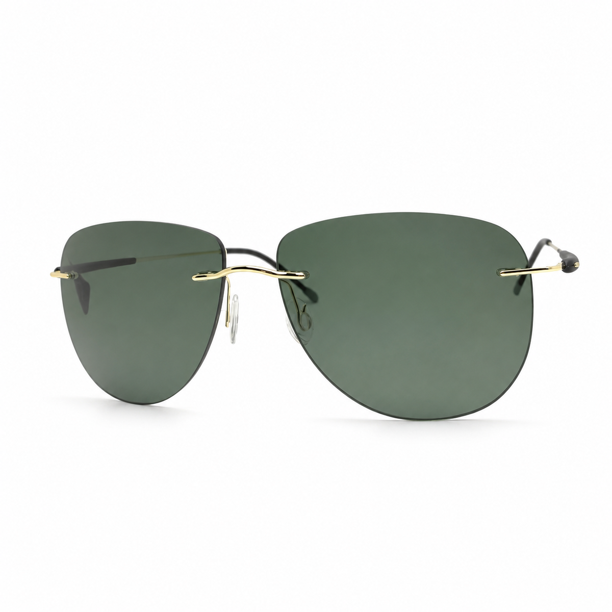 Sunglasses with gold frame on a white background