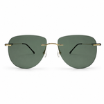 Sunglasses with gold frame on a white background