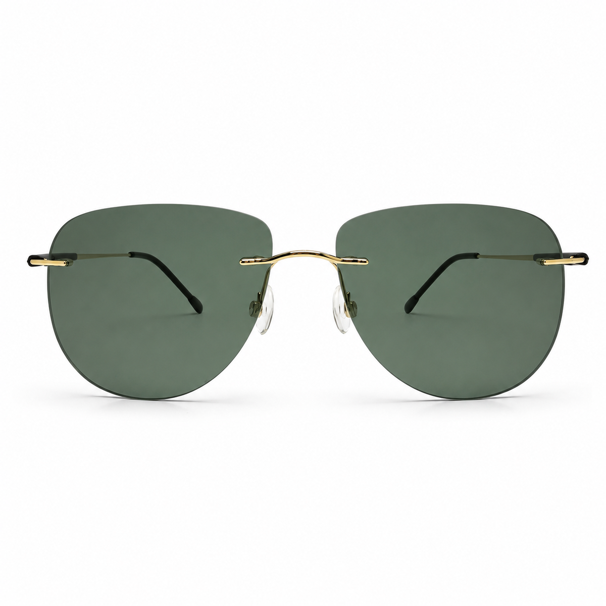 Sunglasses with gold frame on a white background