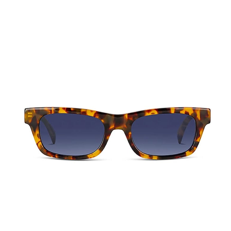 Rectangle turtoise sunglasses  with ble lenses 