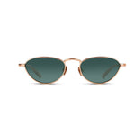 Rose gold cate eye sunglasses wilth green lenses