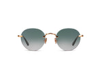 Round sunglasses with gradient lenses on a white background