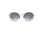 Round sunglasses with gradient gray lenses on a white background