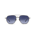 Gun sunglasses with blue gradient lenses on a white background