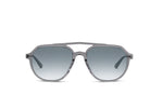 Sunglasses with a transparent frame and gradient lenses on a white background