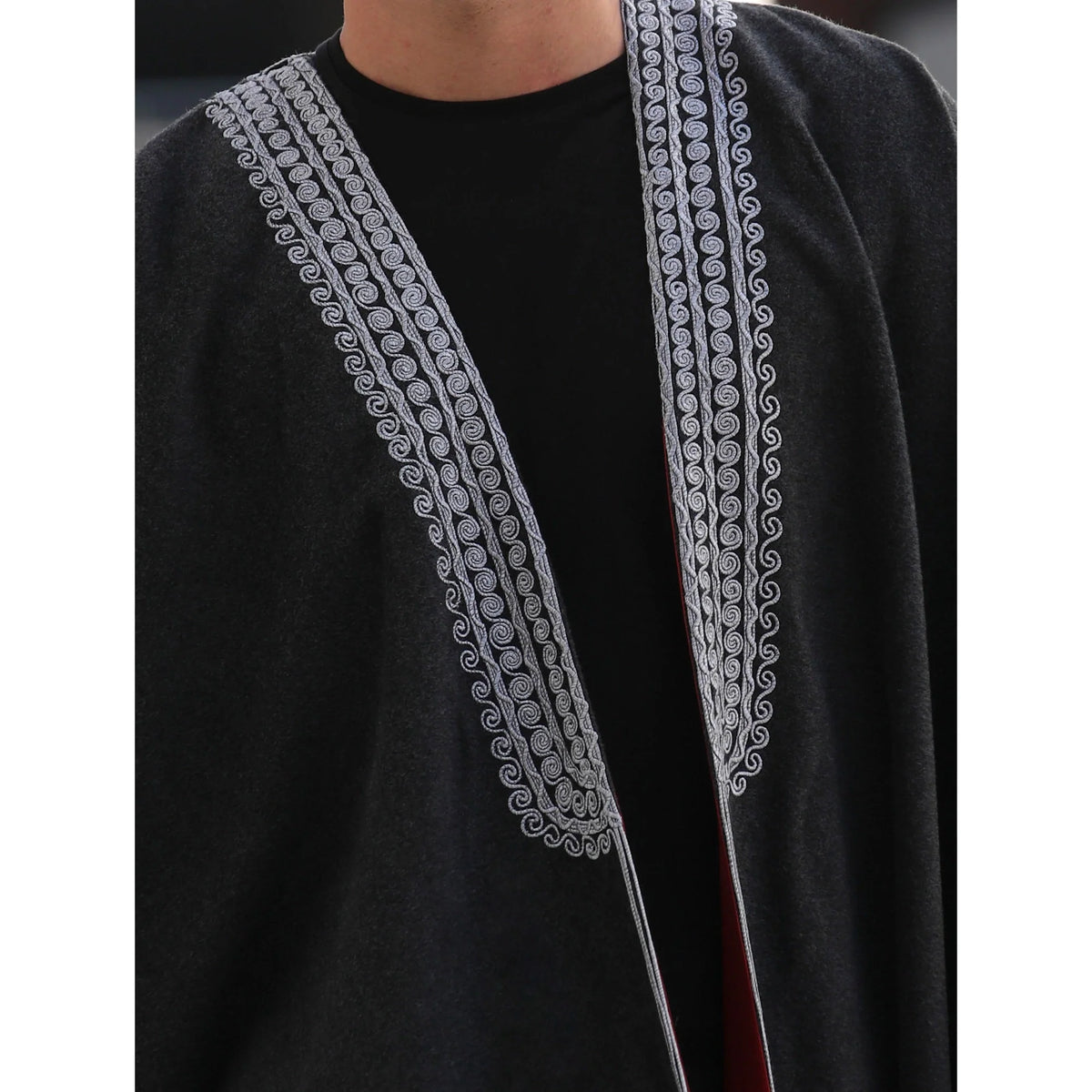 Silver & Dark Grey Wool Abaya