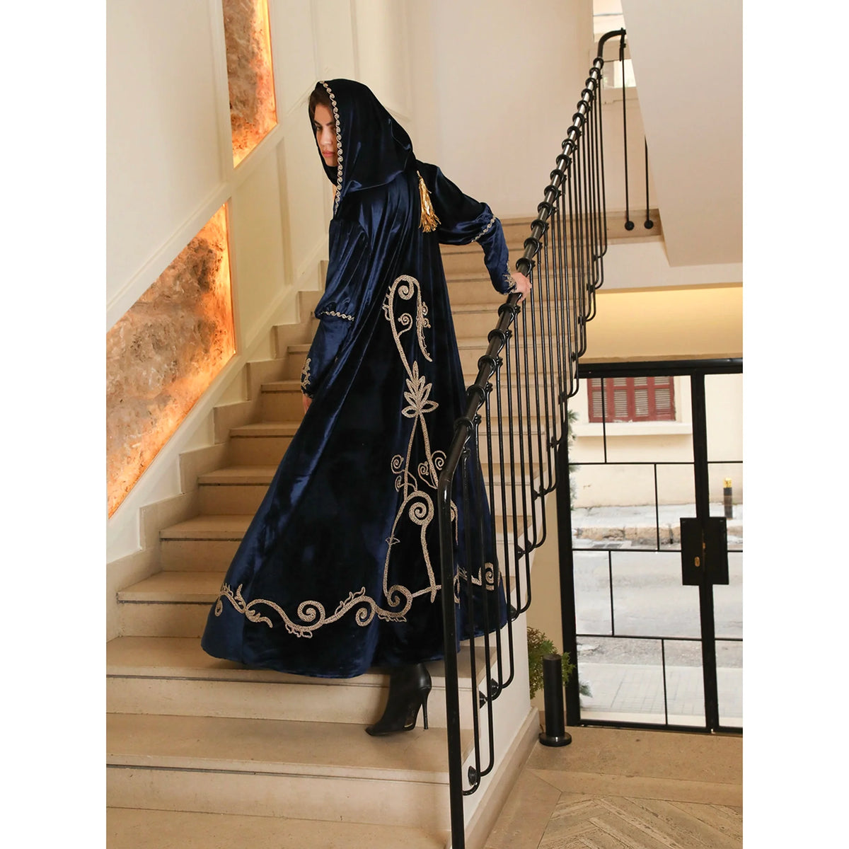 Royal Blue Hooded Abaya