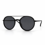 Black round sunglasses on a white background