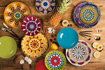 Mandala Etno Dinner Set - 18-Piece Porcelain & Ceramic