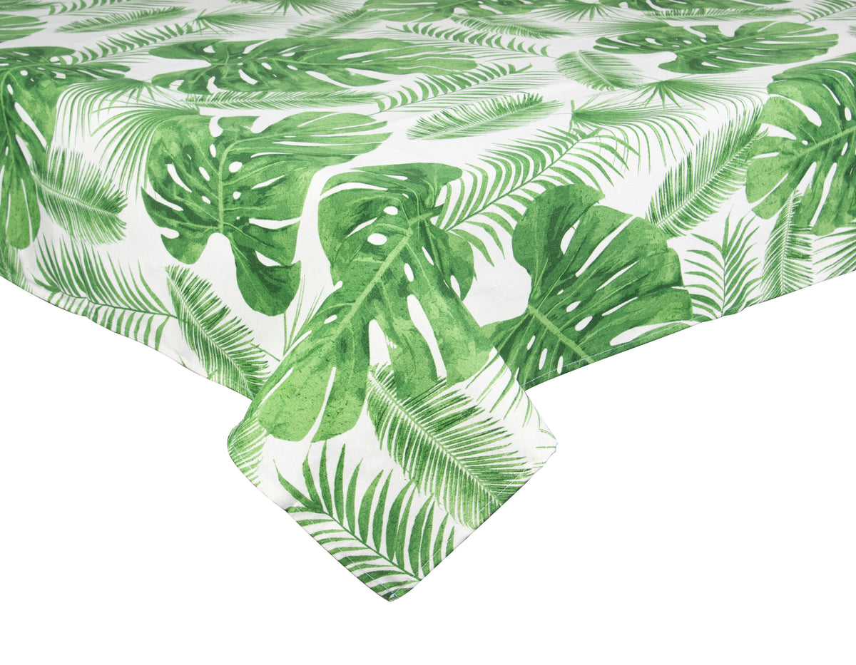 Foliage Table Cloth with Leaves and Ferns Pattern, Made in Italy