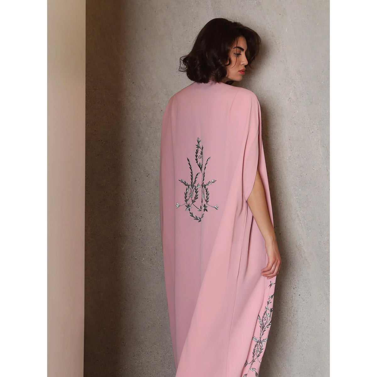 Silver Stems Pink Abaya