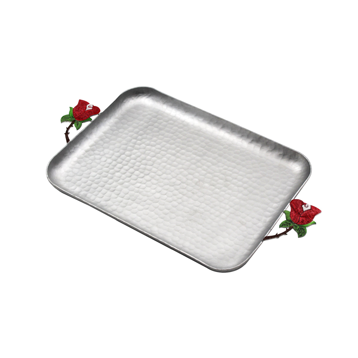 Mouftah El Chark Flower Handles Aluminium Tray	