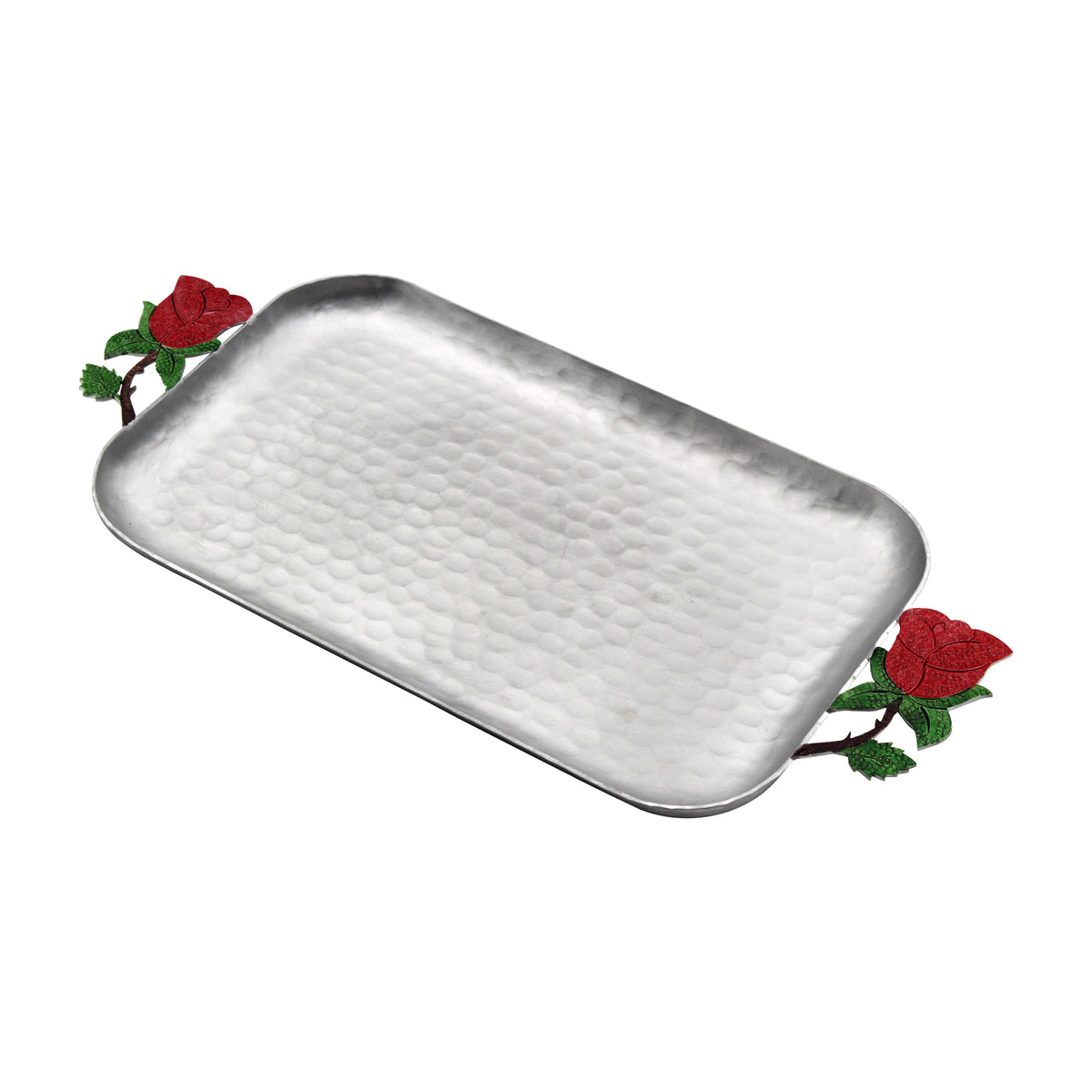 Mouftah El Chark Flower Handles Aluminium Thin Tray