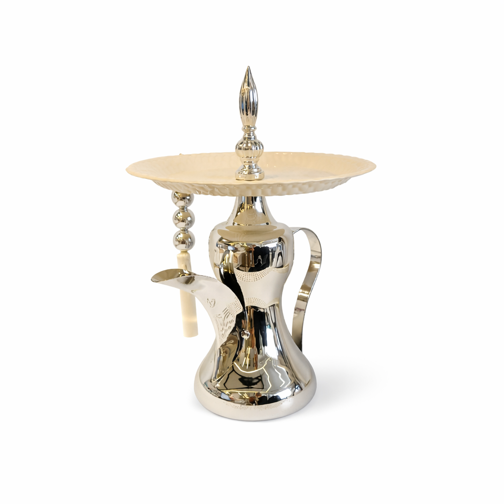 Metal Serving Stand with Plate Polished Metallic Finish