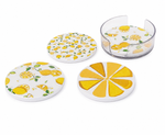 Set of 4 Round Coasters “Lemon” – 10 cm