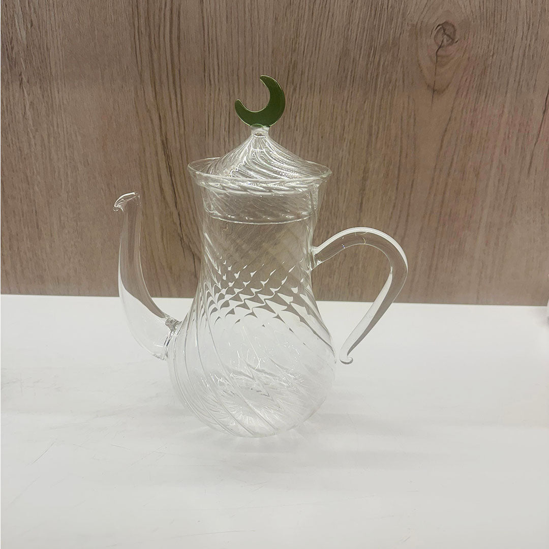 Handmade Glass Teapot with Crescent Lid