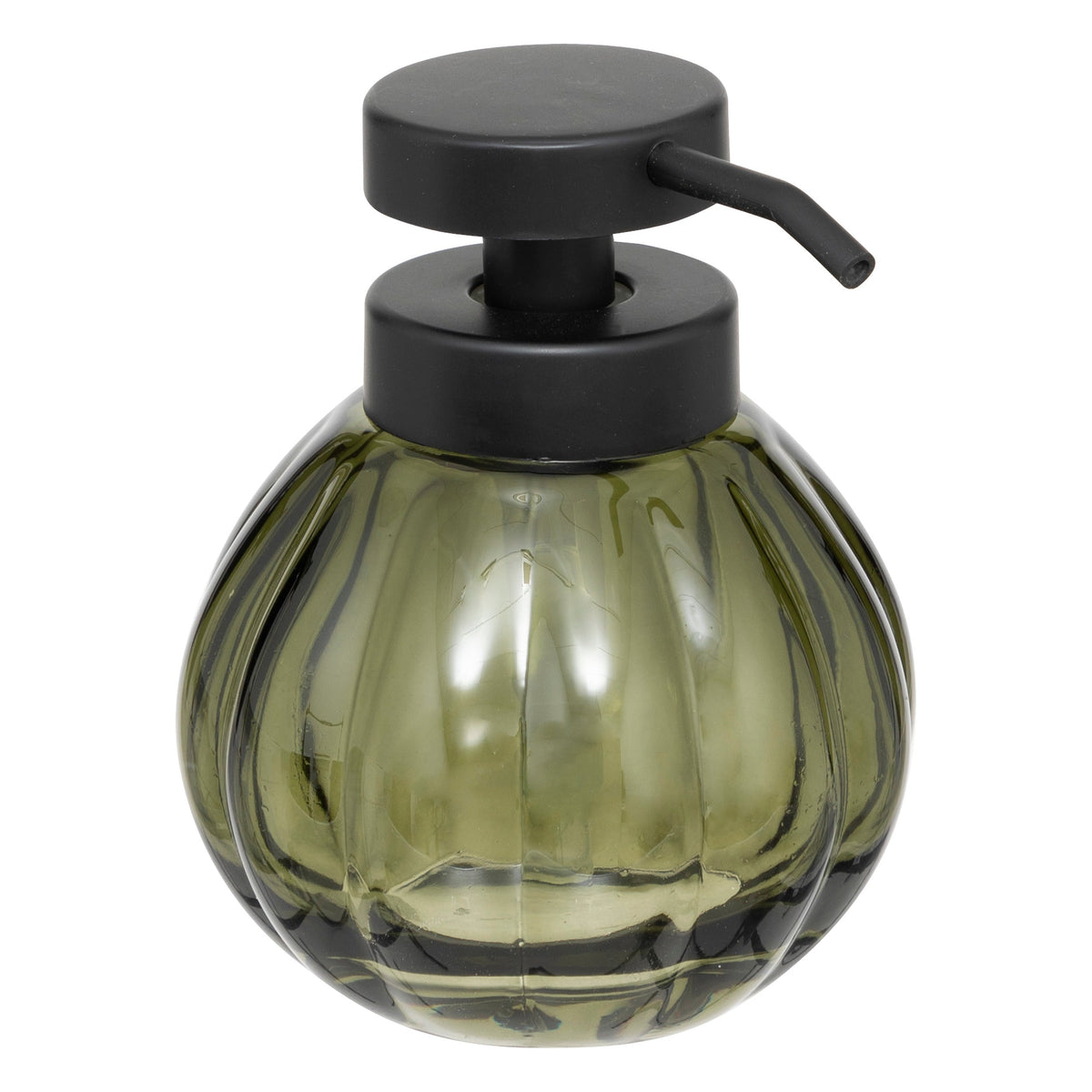 350ml Soap Dispenser Glass Round Ribbed Bottle with Black Pump