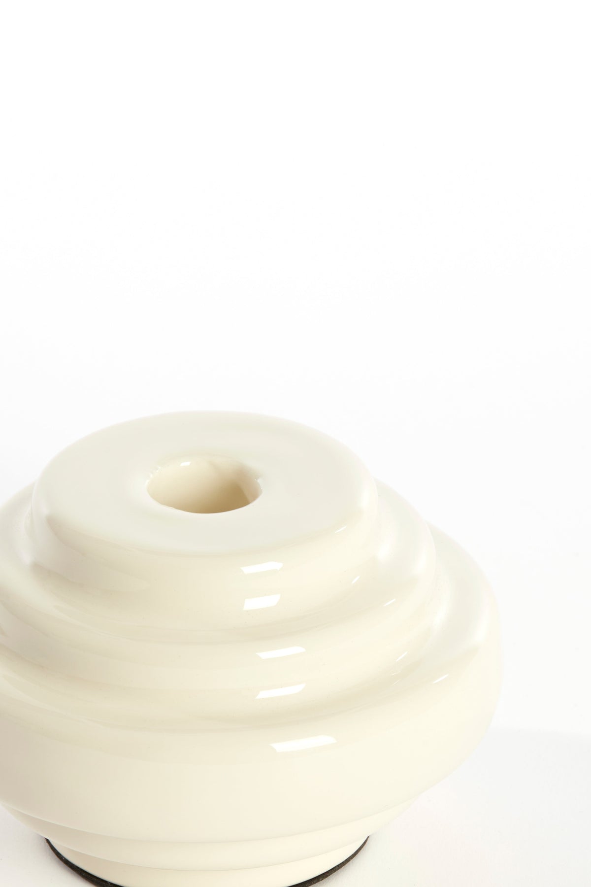 Candle Holder High Gloss Cream, Modern Ceramic Table Decor