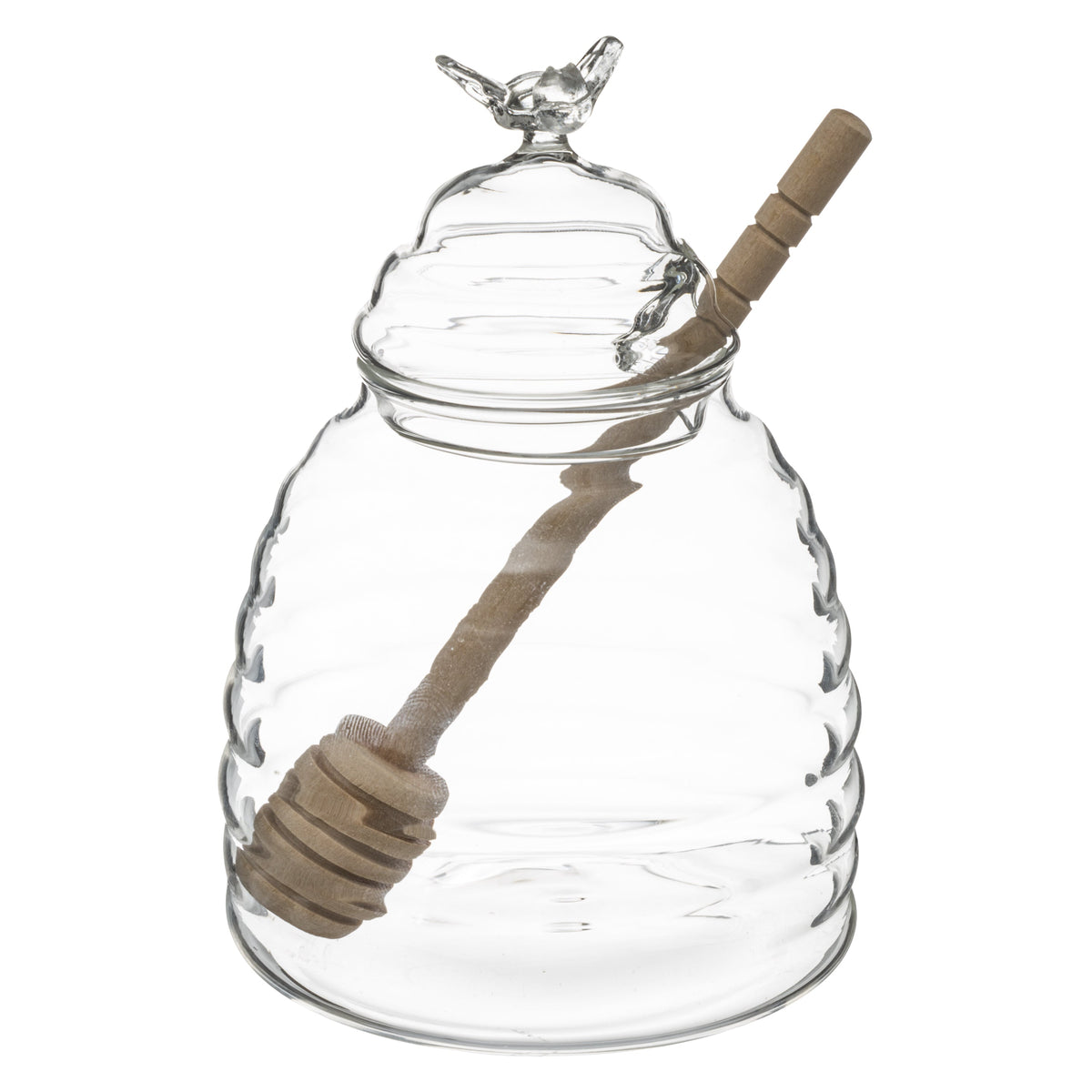 Honey Jar with Spoon, Glass and Oak, 400ml