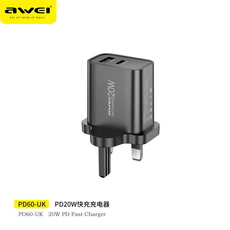 Awei Power Adapter 20W Fast Charge Black