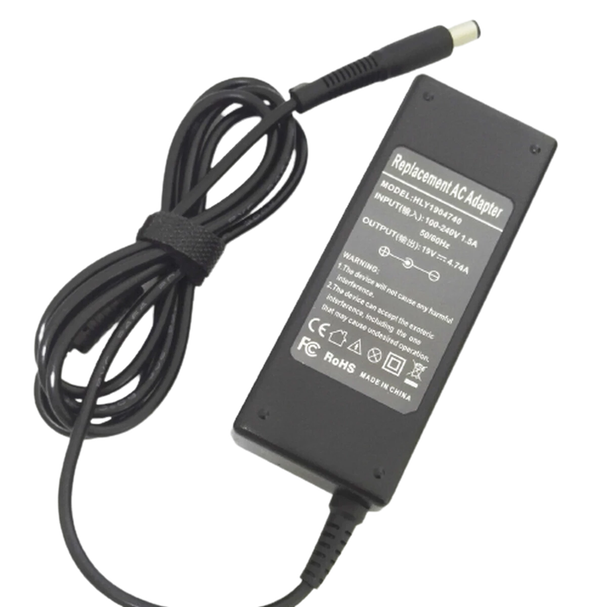 HP Compatible Laptop AC Adapter 19V 4.74A - 7.4x5.0mm - Black