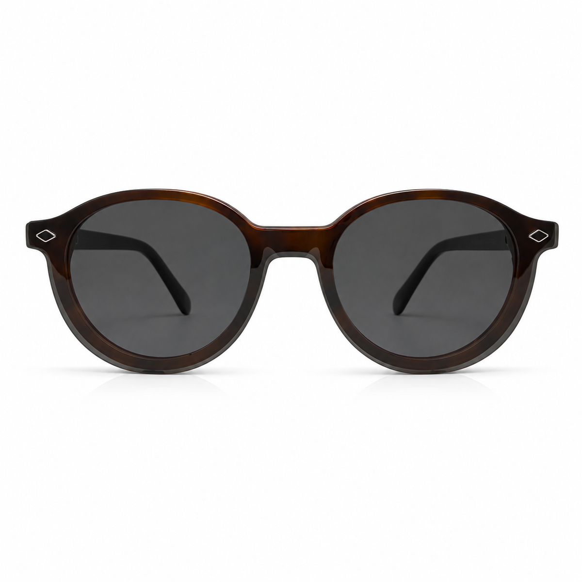 Round clip-on glasses on a white background