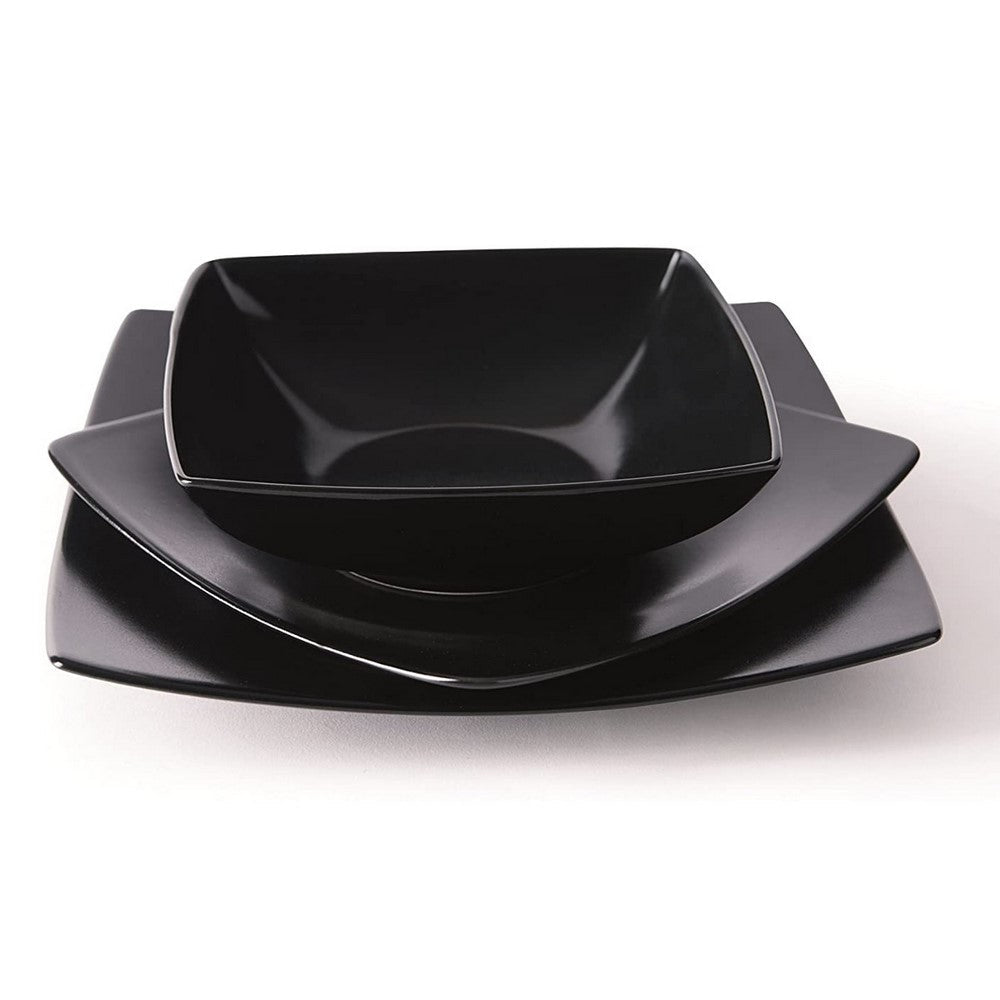 Eclipse Black Dinner Set - 18-Piece Ceramic, Matte Black