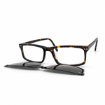 Glasses with a tortoiseshell frame on a white background