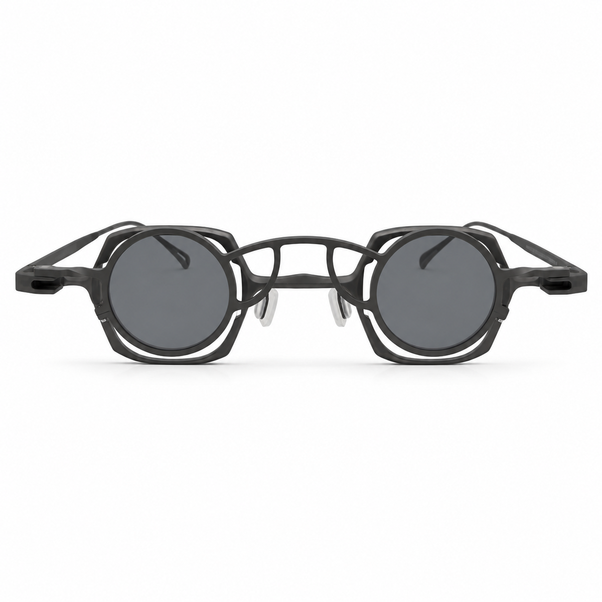 Glasses with thin frames on a white background
