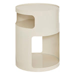 Side Table "Ashdal" - Round Glossy Steel Frame, 2 Shelves, D32.5×H45 cm