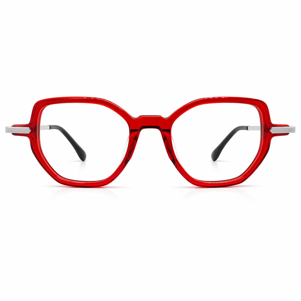 Eyeglasses red with silver accents