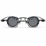 Silver round glasses on a white background