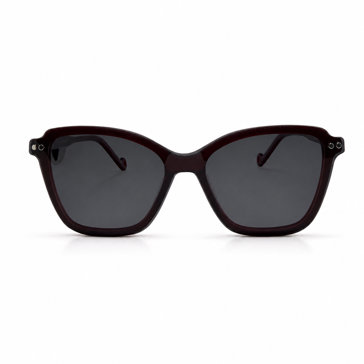 Sunglasses with dark lenses and dark frame on a white background