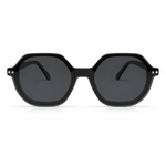 Dark sunglasses with dark lenses on a white background