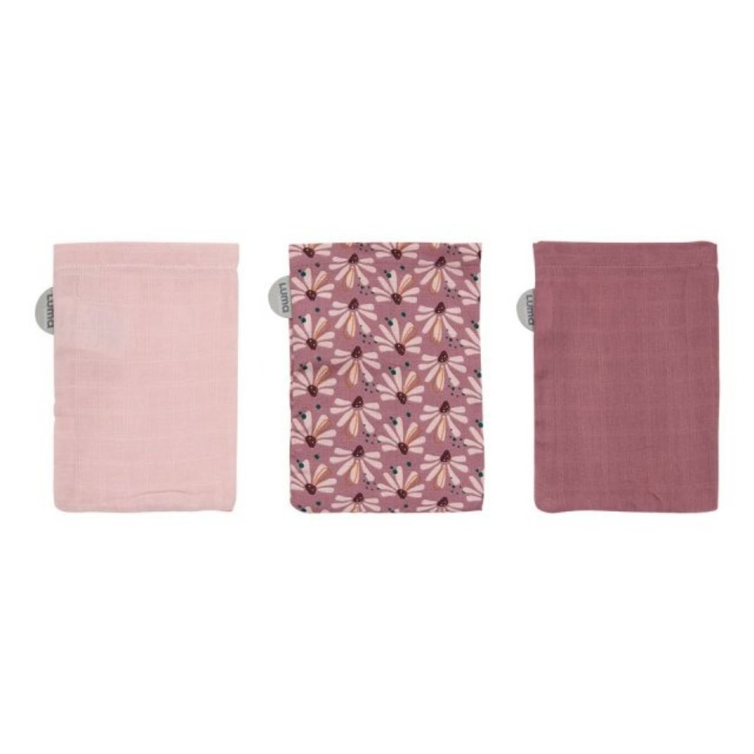 Luma Bamboo Muslin Washcloths – Flowerfever (3 pcs)
